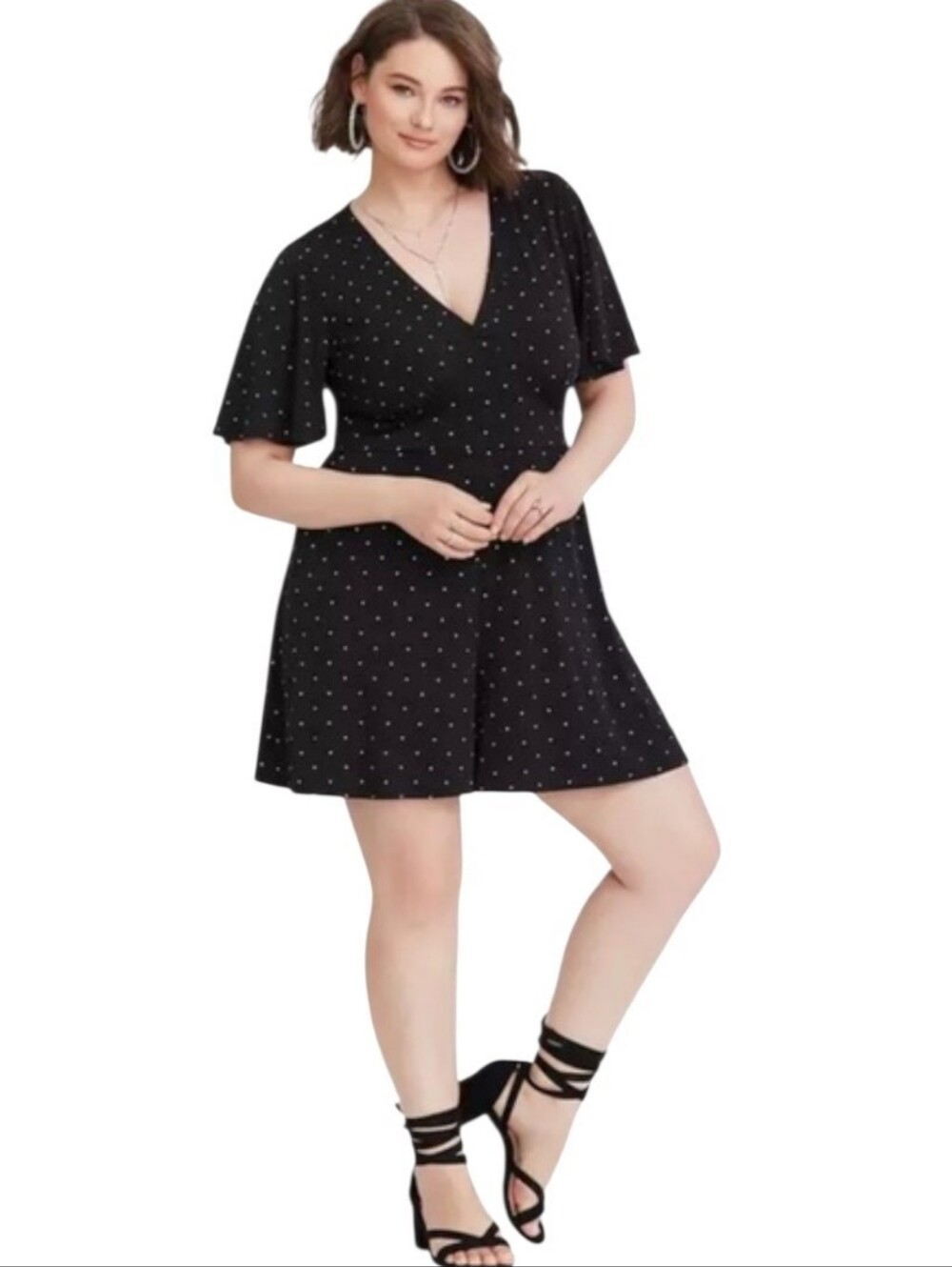 Torrid Polkadot Flutter Sleeve Romper